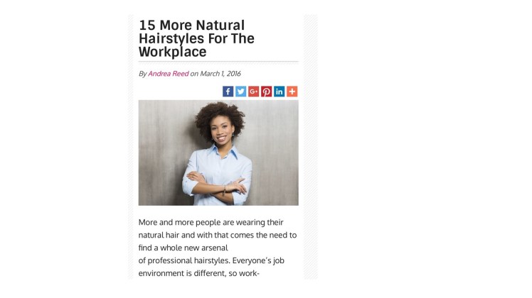 15 More Natural Hairstyles For The&nbsp;Workplace